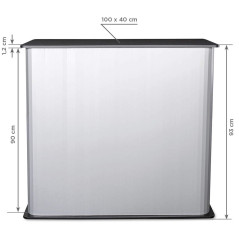 Lekka trybunka reklamowa Promo 4 90×40 cm prostokątna z półką – idealna na eventy promocyjne