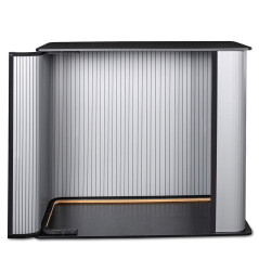 Lekka trybunka reklamowa Promo 4 90×40 cm prostokątna z półką – idealna na eventy promocyjne