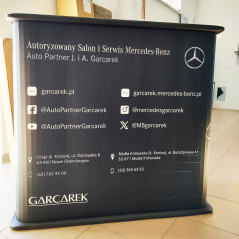 Lekka trybunka reklamowa Promo 4 90×40 cm prostokątna z półką – idealna na eventy promocyjne