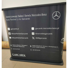 Lekka trybunka reklamowa Promo 4 90×40 cm prostokątna z półką – idealna na eventy promocyjne