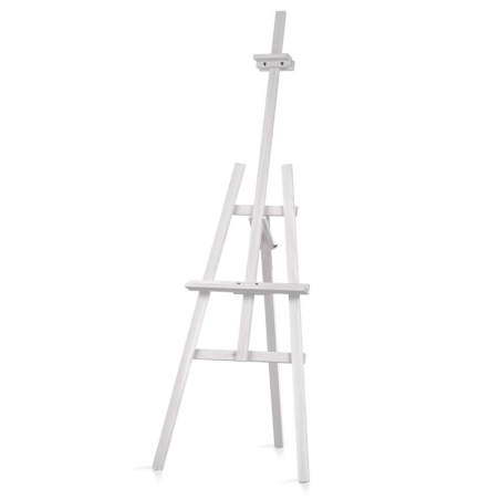Sztaluga drewniana biała 170×59 cm z regulacją kąta – ekspozycja tablic i obrazów
