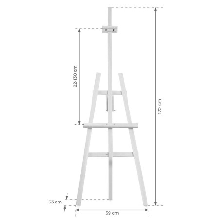 Sztaluga drewniana biała 170×59 cm z regulacją kąta – ekspozycja tablic i obrazów