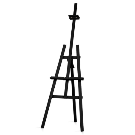 Sztaluga drewniana czarna 170×59 cm z regulacją kąta – ekspozycja tablic i obrazów