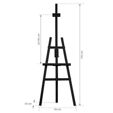 Sztaluga drewniana czarna 170×59 cm z regulacją kąta – ekspozycja tablic i obrazów