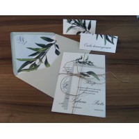 Zaproszenie karty wiązane + koperta z nadrukiem liście