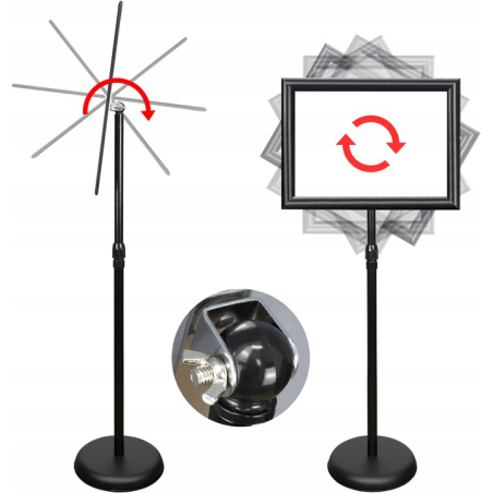 Czarny stojak informacyjny Menuboard A4 77–133 cm regulowany OWZ – do menu i ekspozycji