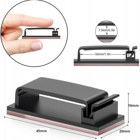 Samoprzylepne klipsy do kabli 10 szt