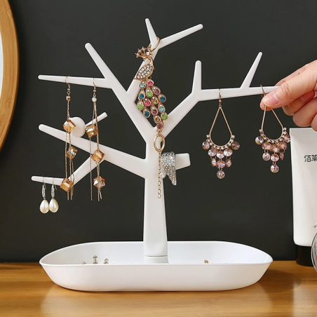 Stojak organizer na biżuterię drzewo białe
