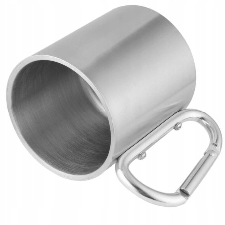 Stal nierdzewna kubek turystyczny 300 ml 7,8x6,8 cm z karabińczykiem – idealny na wyprawy