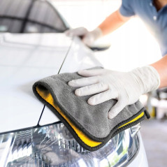Ściereczka z mikrofibry detailingowa 38×28 cm 500 g/m² szaro-żółta – bez smug i zarysowań