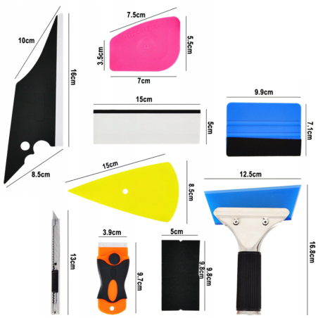 Profesjonalny zestaw aplikacyjny folii 11 narzędzi z filcem i nożykiem – precyzyjny detailing