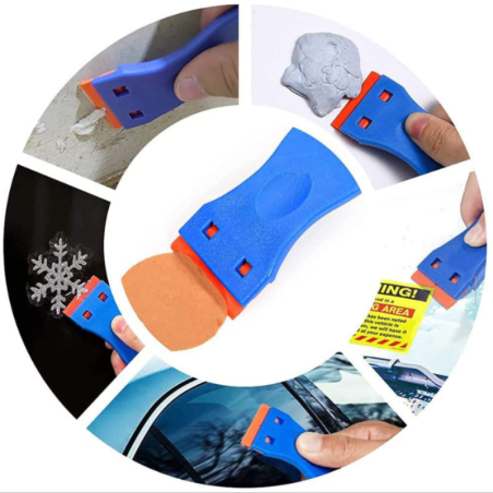 Plastikowy skrobak do folii z wymiennymi ostrzami 10,5 cm 4 cm – do usuwania naklejek, klejów, taśm