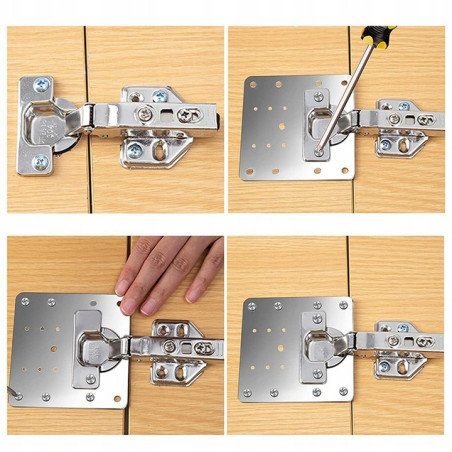 Uniwersalna płytka naprawcza do zawiasów zestaw 4 szt - idealna do szybkiego naprawienia mebli