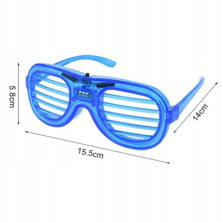 Świecące okulary imprezowe LED niebieskie z efektem migania – gadżet na zabawę