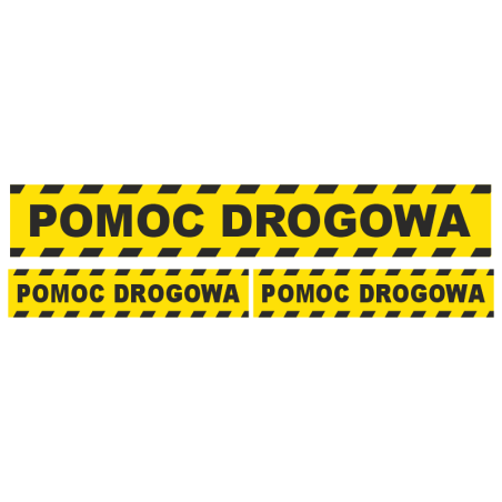 Naklejki odblaskowe Pomoc Drogowa 3 szt. 100x10 cm, 50x10 cm samoprzylepne – zwiększona widoczność pojazdu