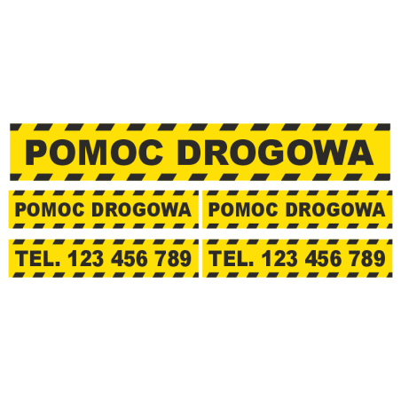 Naklejki magnetyczne odblaskowe Pomoc Drogowa 5 szt. 100/50×10 cm – szybkie oznakowanie auta