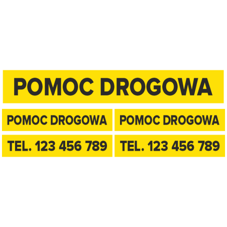 Naklejki magnetyczne Pomoc Drogowa 5 szt. 100/50×10 cm – szybkie oznakowanie auta