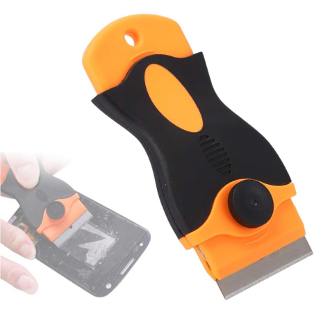 Skrobak uniwersalny z zakrzywionym uchwytem 10,5×4,7 cm stalowy – do szyb i płyt kuchennych