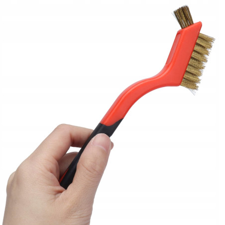 Szczotka druciana stalowa podwójna 18 cm z plastikową rączką – usuwanie rdzy i kamienia