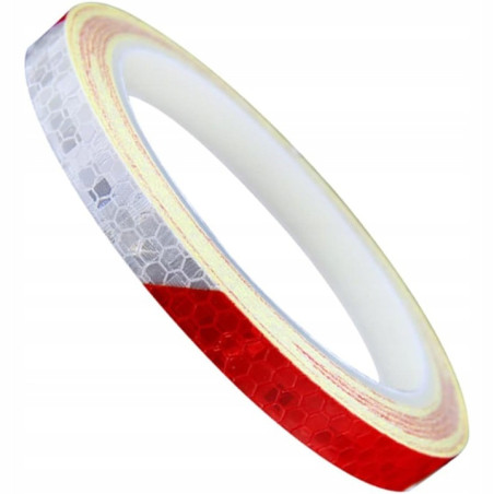 Taśma odblaskowa ostrzegawcza biało-czerwona — samoprzylepna, 8 metrów