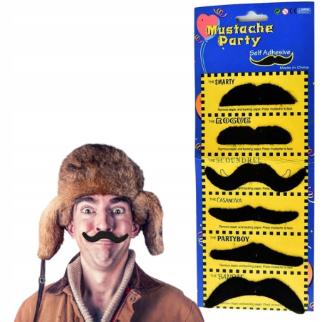 Wąsy Sztuczne Samoprzylepne – Zestaw 6 szt.