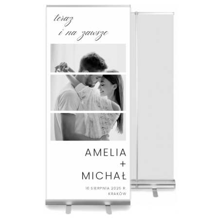 Roll-up ślubny 85x200 cm minimalistyczny teraz i na zawsze