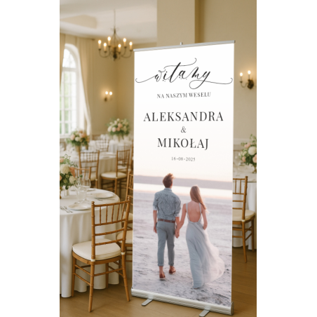 Roll-up ślubny 85x200 cm z dużym zdjęciem
