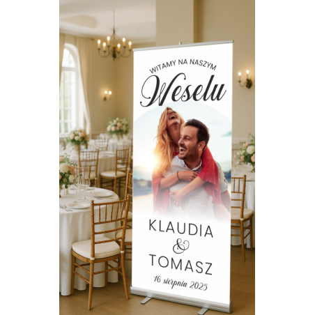 Roll-up ślubny 85x200 cm ze zdjęciem
