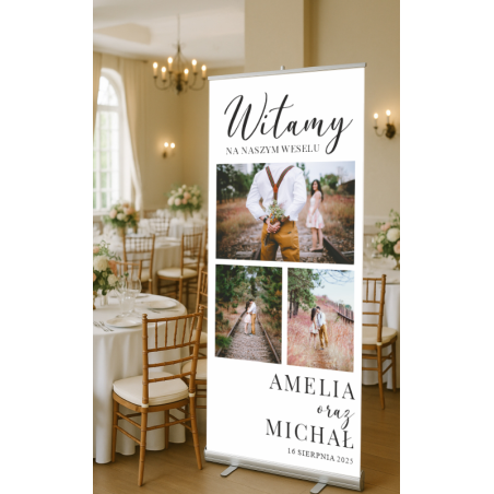 Roll-up ślubny 85x200 cm kolaż zdjęć