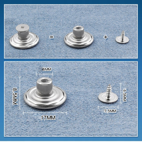 Guzik do naprawy jeansów – przekręcany, metalowy (2 szt.)