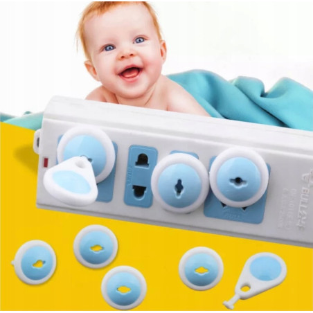 Blokada zabezpieczająca na gniazdka elektryczne bez uziemienia – ochrona dla dzieci (6 szt. + kluczyk)