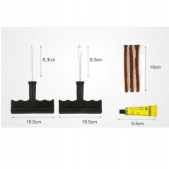 Zestaw naprawczy do opon – sznur, klej, łatka, narzędzia