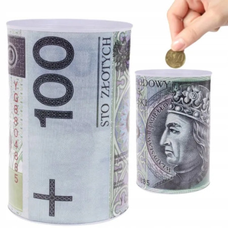 Skarbonka metalowa puszka – nieotwierana, na monety i banknoty