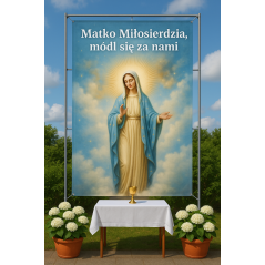Ołtarz Baner na Boże Ciało 100x200 cm – trwały, z możliwością edycji tekstu wzór 9 Maryja