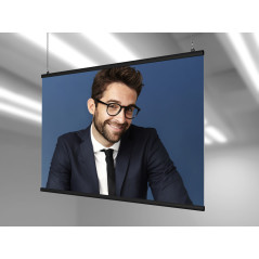 Czarna listwa plakatowa aluminiowa 60 cm A1 z zawieszkami – szybka wymiana grafiki