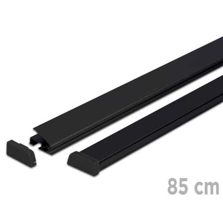 Czarna listwa plakatowa aluminiowa 85 cm A0 z zawieszkami – szybka wymiana grafiki