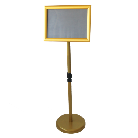 Złoty stojak informacyjny Menuboard A4 77–133 cm regulowany OWZ – do eleganckiej ekspozycji