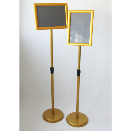 Złoty stojak informacyjny Menuboard A4 77–133 cm regulowany OWZ – do eleganckiej ekspozycji
