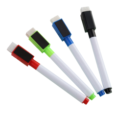 Markery suchościeralne z gąbką zestaw 4 szt. magnes – do białych tablic