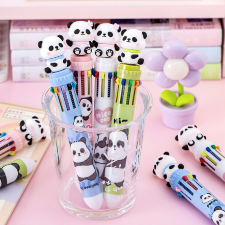 Długopis 10-kolorowy PANDA 15 cm mix kolorów – zabawne pisanie dla dzieci