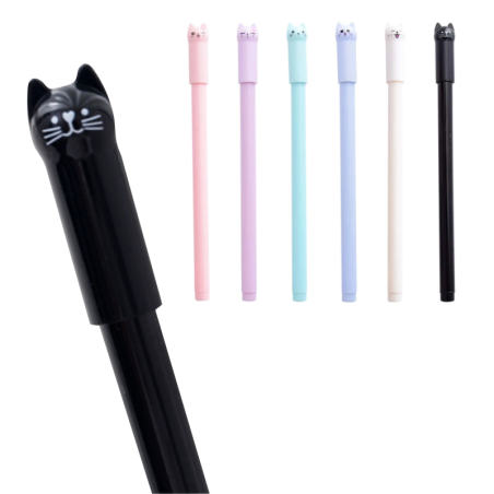 Długopis żelowy KOTEK 15,5 cm z zatyczką kota – kreatywne pisanie i zabawa