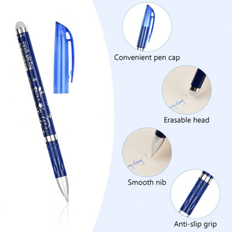 Długopis wymazywalny niebieski 15 cm 0,5 mm z gumką – precyzyjne pisanie bez poprawek