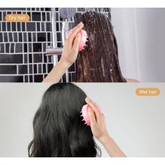 Szczotka do masażu skóry głowy – masażer do wcierki, peelingu i mycia włosów różowa