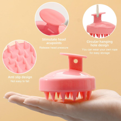 Szczotka do masażu skóry głowy – masażer do wcierki, peelingu i mycia włosów różowa