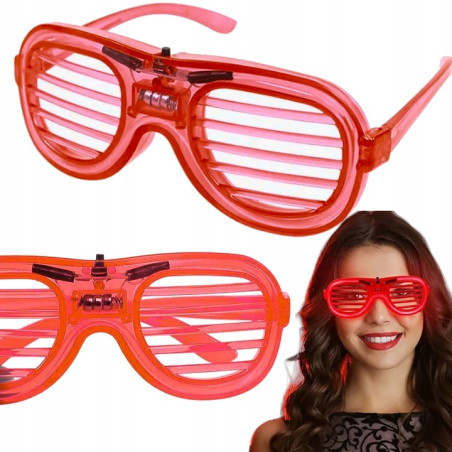 Świecące okulary imprezowe LED czerwone z efektem migania – gadżet na zabawę