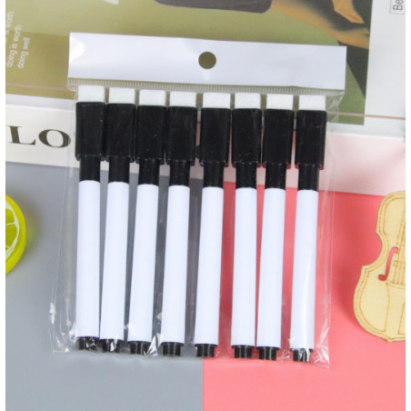 Markery suchościeralne do tablic czarne zestaw 8 sztuk – pisanie i szybkie ścieranie