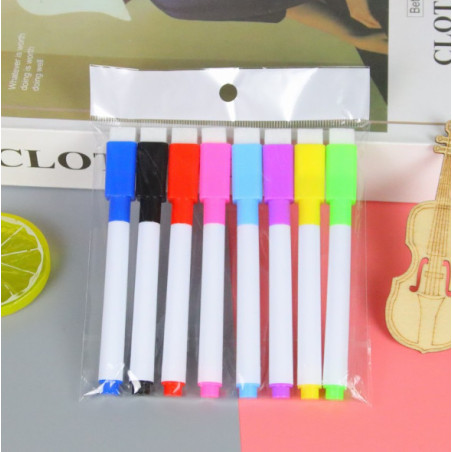 Markery suchościeralne do tablic mix kolor zestaw 8 sztuk – pisanie i szybkie ścieranie