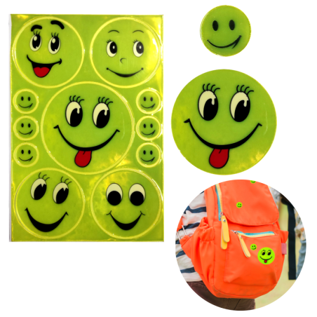 Naklejki odblaskowe buźki emotki zestaw 11 sztuk – bezpieczeństwo na rower i plecak