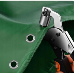 Napownica magnetyczna do banerów i plandek 10 mm – oczkarka z prasą i 300 oczkami