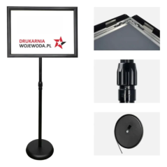 Zestaw 10 szt czarnych stojaków informacyjnych Menuboard A4 77–133 cm regulowany OWZ – do menu i ekspozycji